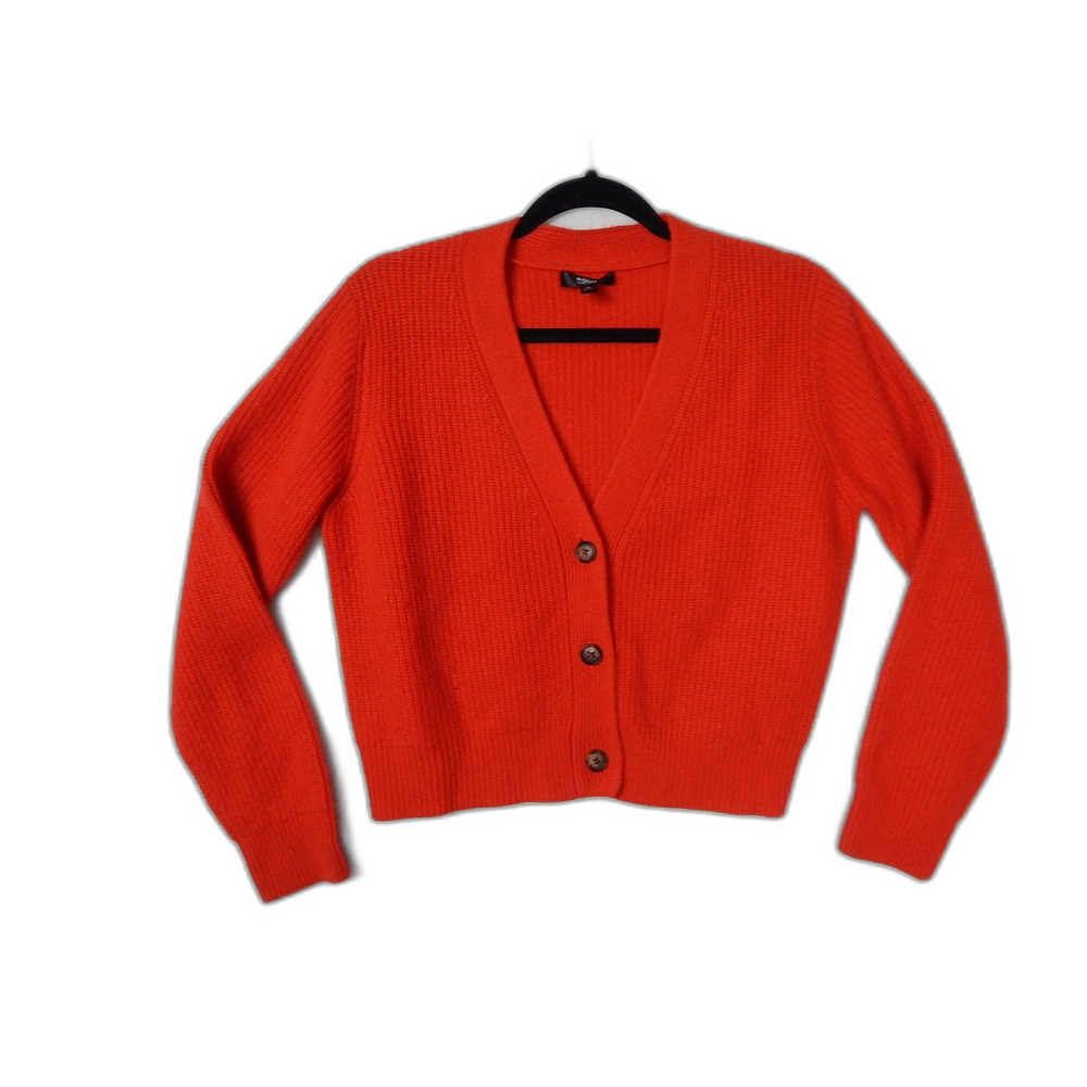 Aqua Cashmere Button Front Ribbed Sweater Cashmere V-Neck Cardigan Medium